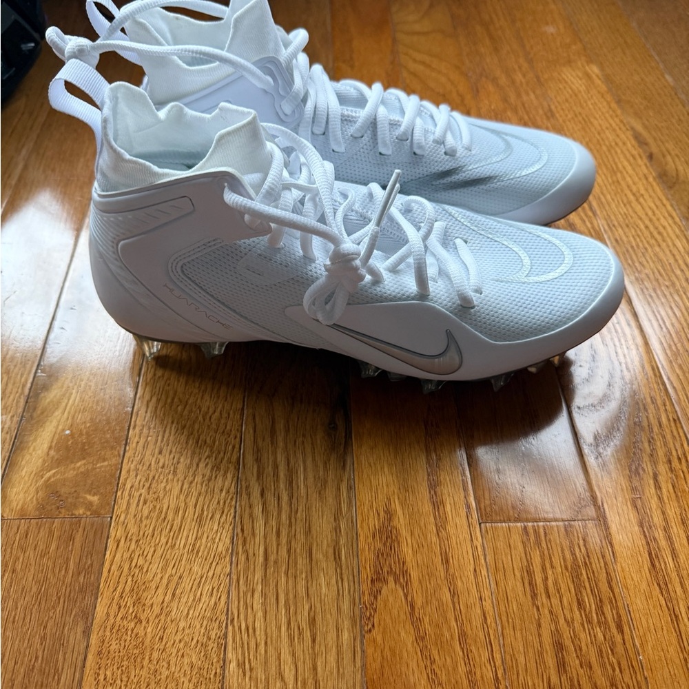 Nike Alpha Huarache 8 Elite LAX Lacrosse Cleats White Silver CW4440-100 sz 8.5